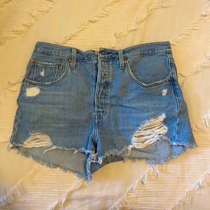 Levi 501 High Rise Women’s Shorts- Distressed